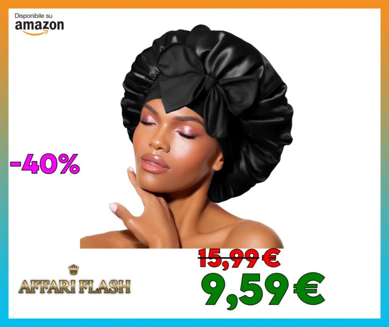 ️ BONNET QUEEN Cuffia Seta Capelli Notte, Cuffia Capelli Ricci, Bonnet, con Lacci Lunghi Regolabili Morbida e Protettiva, Anti