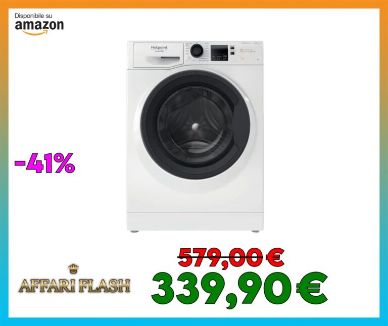 Hotpoint NF86WK IT Lavatrice a Libera Installazione a Carica Frontale. Classe Energetica A. Centrifuga 1400 giri al minuto. 8.0 kg, Larghezza