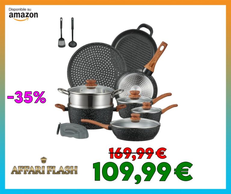 FOHERE Set Pentole Induzione 15 Pezzi, Batteria Pentole a Induzione Antiaderente in Alluminio con Coperchi, Batteria da Cucina Adatto a Tutti i Piani Cottura,Nero