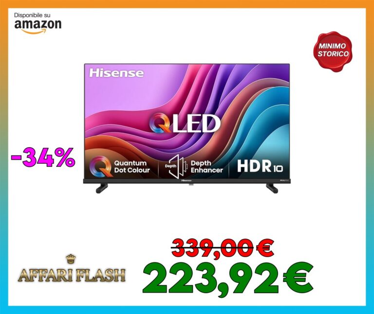 Hisense TV 40″ QLED FHD 40E53NQT, Smart TV VIDAA U6, HDR10, Game Mode, Dolby Atmos, Works with Alexa, Tuner DVB