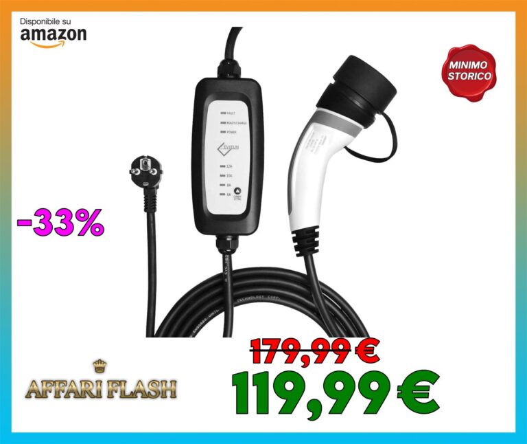 EVIEUN EV Cavo di Ricarica 7 Metri, Caricatore Auto Elettrica Tipo 2 Schuko Portatile Standard Europeo con Scatola di Ricarica Commutabile 6
