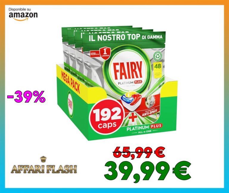 Fairy Platinum Plus Pastiglie Lavastoviglie, 192 Capsule, Limone, Detersivo Con Tecnologia Anti