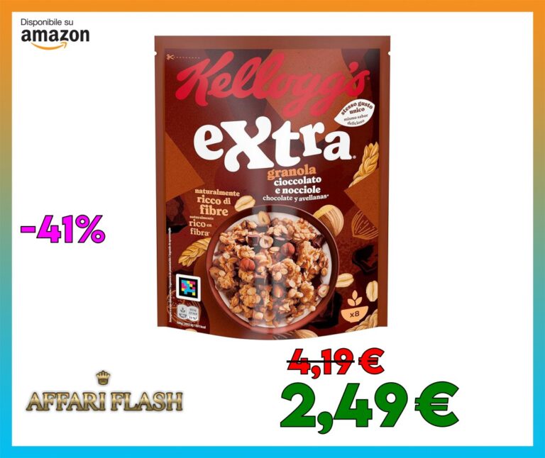 Kellogg’s Cereali Extra | Gusto Cioccolato e Nocciole | Granola con Avena Croccante | Confezione Singola da 375g (1 x 375g)