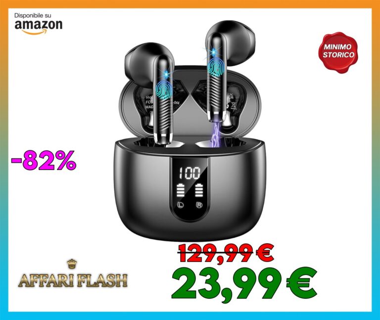 Cuffie Bluetooth 5.4, 2025 Auricolari Bluetooth 56H Stereo Auricolari Wireless In Ear con ENC Mic, Cuffie Senza Fili Cancellazione Rumore Cuffiette Sport Wireless Earbuds IP7 Impermeabili/LED Display
