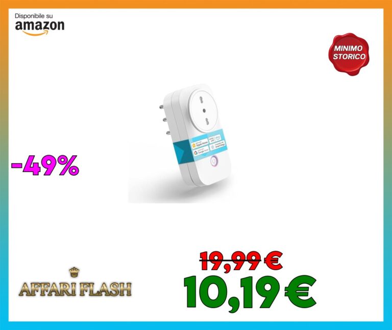 Meross Presa Smart Italiana, Presa WiFi (Type L), Smart Plug Compatibile con Apple HomeKit Siri, Alexa, Google Assistant e SmartThings, 16A, 3840W, 2,4GHz
