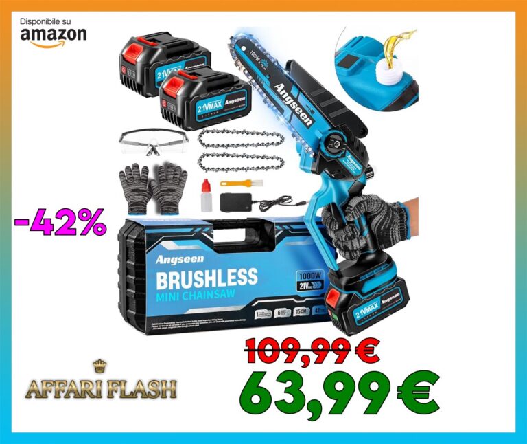 Mini Motosega a Batteria per Potatura con 1000W Motore Brushless, 8000mAh Batterie, Manopola Regola Subito la Tensione Della Catena, 6 Pollici Sega Con Pompetta Olio per Il Taglio del Legno Giardini