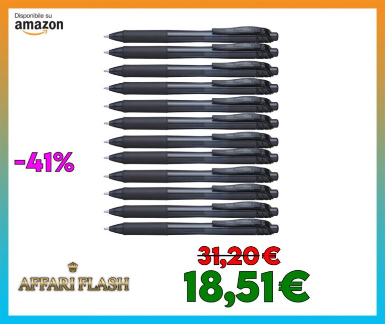 Pentel BL110 Roller Gel Energel X 1.0, Nero, 12 Pezzi