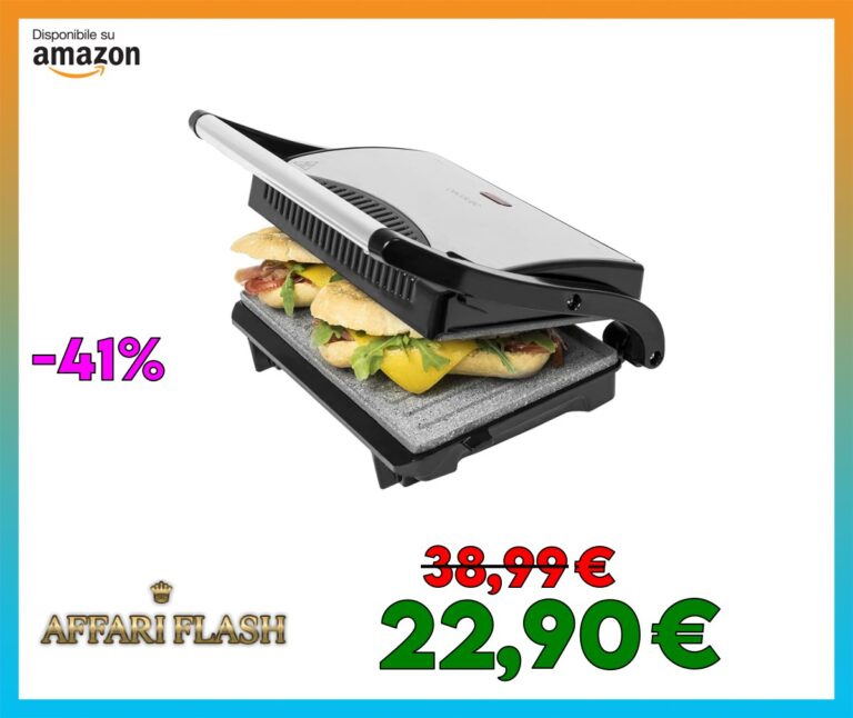 Cecotec Griglia elettrica Rock’n Grill 700 W, rivestimento RockStone, massima antiaderenza e migliore pulizia, impugnatura Cool Touch, superficie 23 x 14,5 cm, acciaio e nero