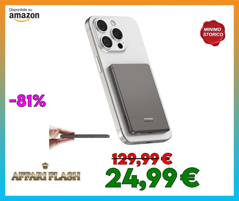 Dbasne Power Bank Magnetico, PD QC 3.0 Caricatore Portatile Wireless Ultrasottile 5000mAh, 20w Ricarica Rapida Batteria Esterna con e cavo di ricarica USB