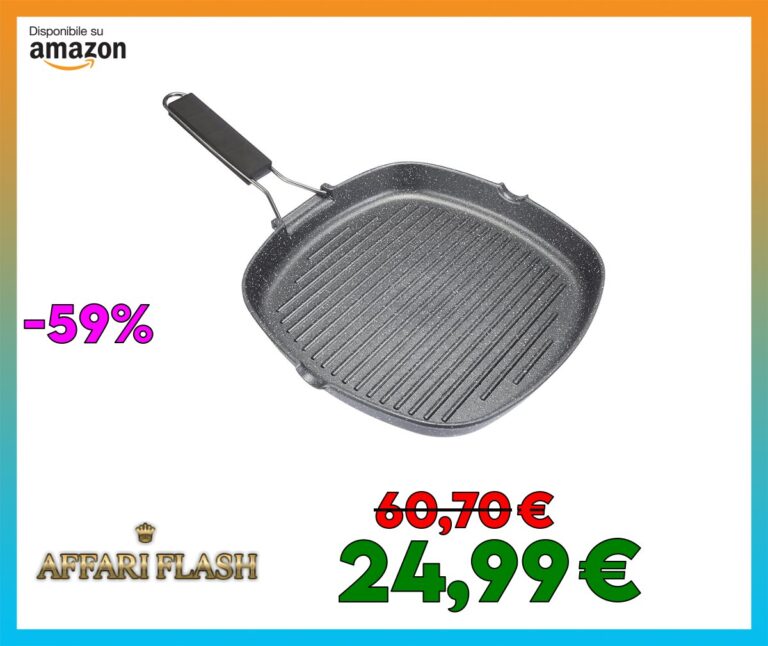 Tognana WI758BCAMNF Grill Quadra con Manico Pieghevole Mythos, Alluminio, Grigio, 1