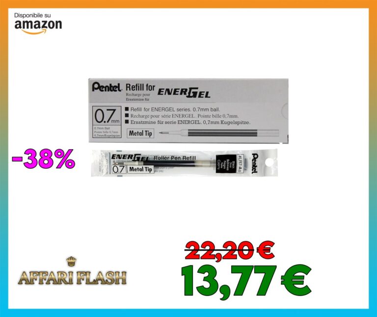 Pentel LR7 ricarica per penna roller EnerGel 0,35 mm tratto, Ø 0,7 mm, 12 pezzi nero