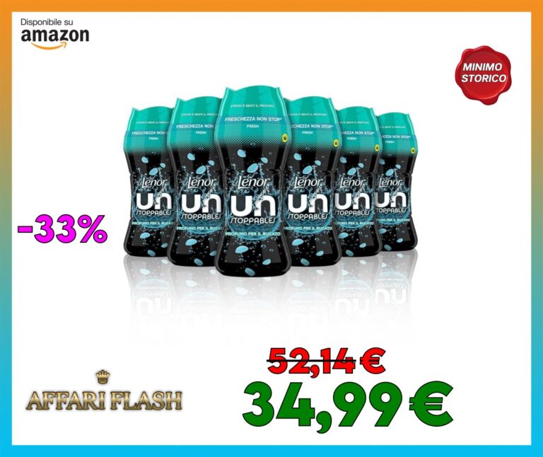 Lenor Profumatore Bucato Lavatrice Unstoppables Fresh, Mega Pacco 6 x 270 g