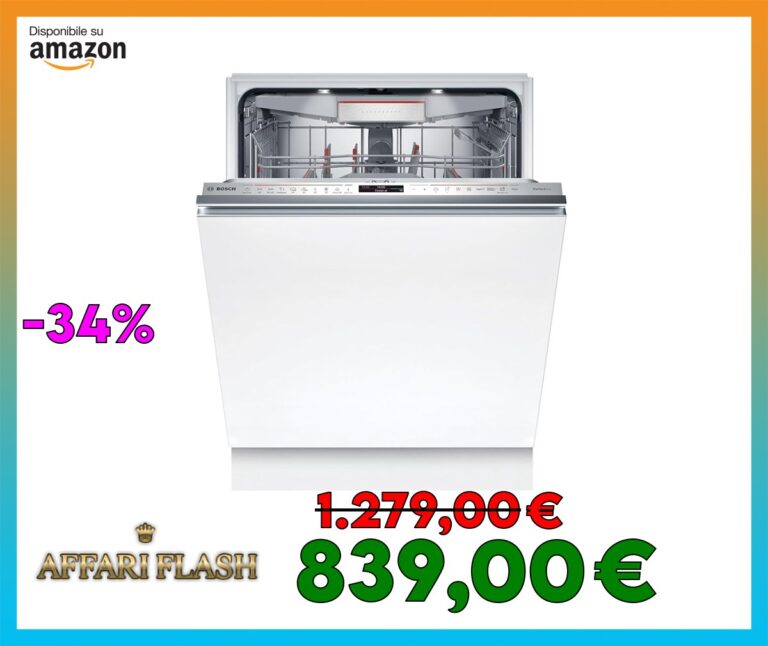Bosch SMV8YCX02E Serie 8, Lavastoviglie da incasso a scomparsa totale, PerfectDry, Home Connect, Extra Clean Zone, EfficientDry, 60 cm
