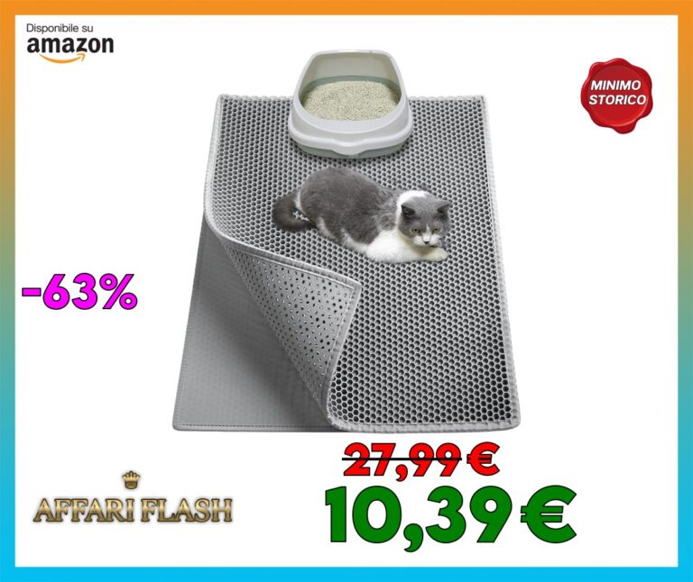 Garoopion Tappetino Lettiera Gatto, Taglia Grande 76x61cm Tappeto Lettiera Gatto, EVA Impermeabile Doppio Strato a Nido D’ape, Grigio, Un Lato Collegato