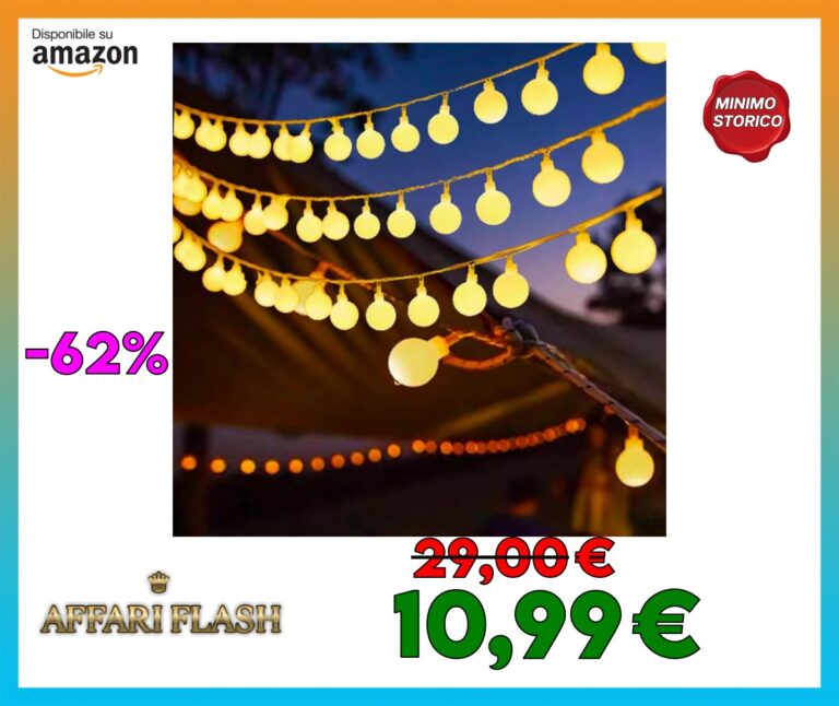 PAWARSO Catena luminosa LED a batteria 5 m 50 LED, Impermeabile IP44, Luci Natalizie per Interno, Decorazione Balcone, Giardino, Matrimonio, Natale