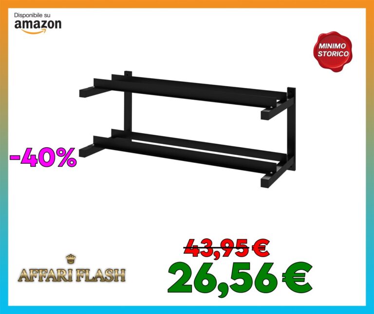 ️ SPORTNOW Rastrelliera Pesi a 2 Livelli in Acciaio, Porta Manubri a Parete per 70kg Massima di Pesi, 98x40x35 cm, Nero