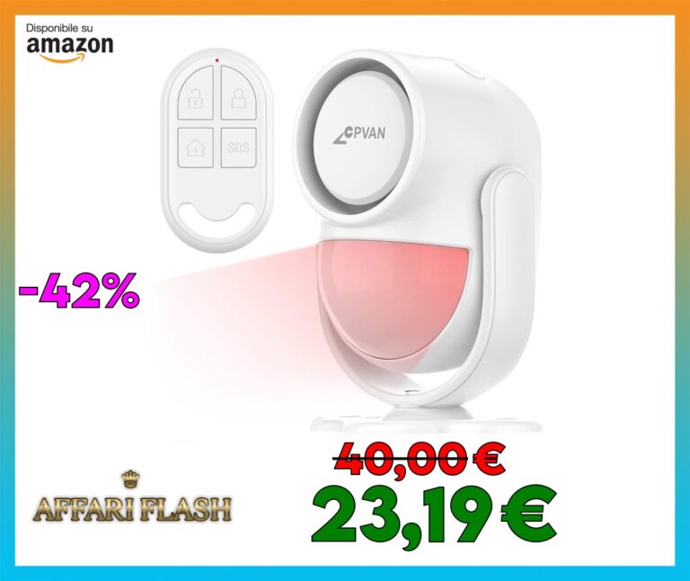 CPVAN Allarme Casa Senza Fili, Sensore Movimento Allarme 125 DB, Antifurto Casa con Telecomando, Sirena Allarme Perimetrale per Garage, Porta, Finestre, Esterno, Casetta, Furgone, Camper (Bianco)