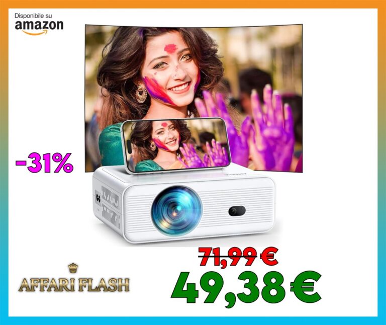 18000 Lumens Proiettore, Full HD 1080P Mini Proiettore, AMEELA Videoproiettore, 2.4/5G WiFi Bluetooth Proiettore, Proiettore portatile compatibile con chiavetta TV/USB/laptop/HDMI/iOS/Smartphone