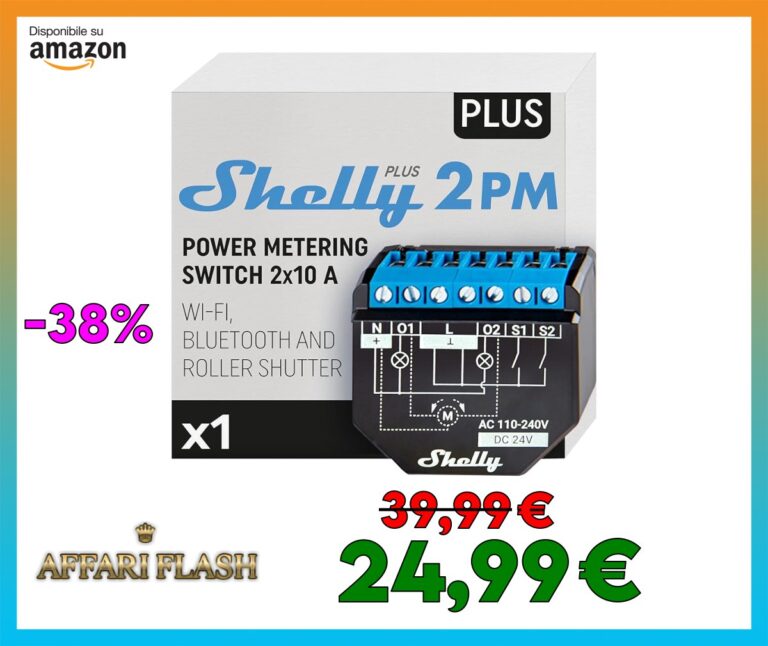 Shelly Plus 2PM, Relè Interrutore con misurazione di consumo, 2 canali