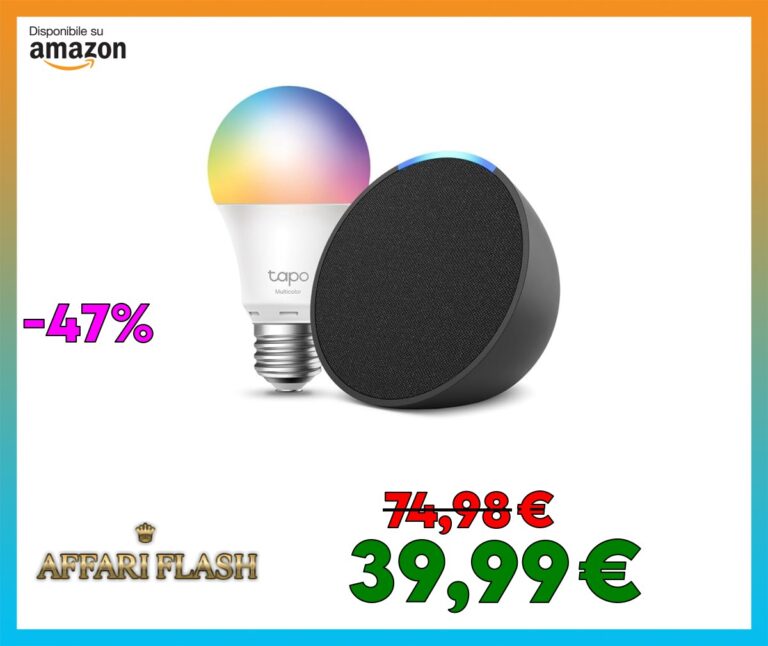 ️ Echo Pop | Antracite + Tapo L530EA Lampadina LED Smart (E27), Compatibile con Alexa
