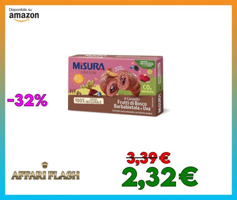 Misura Cornetti Fibrextra Frutti di Bosco, Barbabietola e Uva | 100% Farina Integrale | Più Ricchi di Farcitura | Confezione da 308 grammi