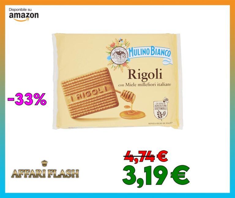 Mulino Bianco Biscotti Frollini Rigoli con Miele Italiano, Perfetti per la Colazione