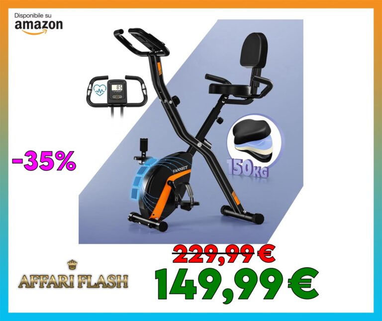 ️ VANNECT Cyclette Pieghevole con Schienale e 16 Livelli di Resistenza, Magnetiche Cyclette da casa con fascia di resistenza, Monitor LCD Misurazione e Delle Pulsazioni Portata 150/160Kg