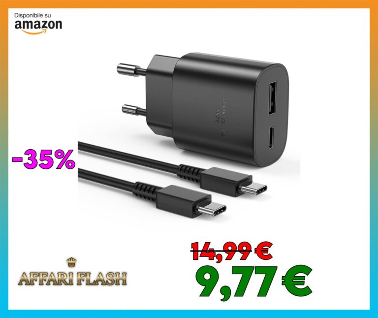 Caricabatterie Sumsamg 25W,Caricatore USB C Rapido a doppia porta per Sumsamg Galaxy S22/S22 Ultra/S21 Ultra 5G/S21 FE/S20/S10/S9/A13,Caricabatterie Sumsamg Veloce con Tipo C Cavo