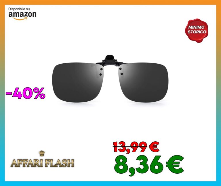 ️ JM Clip Occhiali da Sole Polarizzata con Lenti Flip Up Senza Montatura per Occhiali da Vista