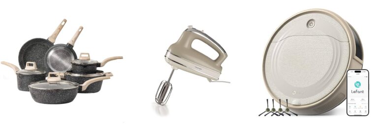 CAROTE Essential Batteria di Pentole 10 Pezzi, Manici Amovibili Padella con Casseruola Fonda