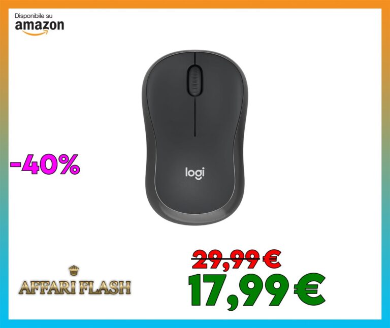 Logitech M240 Silenzioso Bluetooth Mouse, Wireless, Compatto, Portatile, Smooth Tracking, durata batteria 18 mesi, per Windows, macOS, ChromeOS, Compatibile PC, Mac, Laptop, Tablet