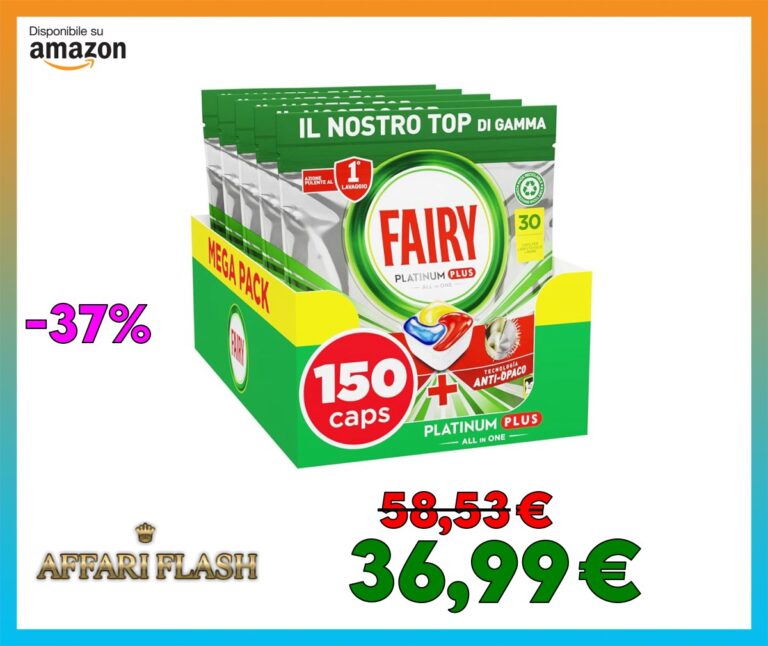 Fairy Platinum Plus Pastiglie Lavastoviglie, 150 Capsule, Limone, Detersivo Con Tecnologia Anti
