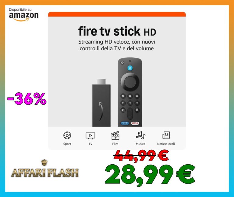 ️ Amazon Fire TV Stick HD (Ultimo modello), TV gratuita e in diretta, telecomando vocale Alexa, controlli per Casa Intelligente, streaming HD