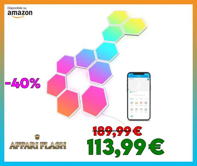Govee Glide Hexa Pannelli Luminosi, RGBIC Smart Esagono Luci da Parete, WiFi Luci della Casa con Musicale, Funziona con Alexa & Google Assistant per Soggiorno, Sala Giochi, 10 Pezzi