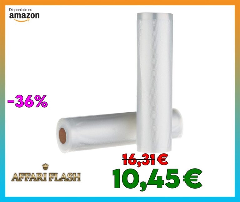 Amazon Basics Autosigillante Rotoli sottovuoto per alimenti, Riutilizzabile in Plastica, 22 cm x 500 cm, 2 unità