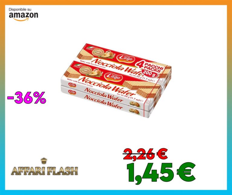 Lago 1968, Multipack Nocciola 4x50g, Wafer con Vellutata Crema Nocciola 69% con 5 Strati Friabili di Wafer