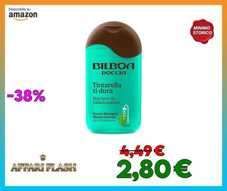 Bilboa Doccia Shampoo Menta Glaciale, Tintarella Ti Dura, Non Lava Via l’Abbronzatura, Effetto rinfrescante, Dermatologicamente testato, 220 ml