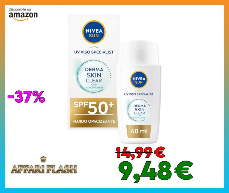 NIVEA SUN Derma Skin Clear Crema Solare Viso SPF50+ da 40 ml, Protezione solare con complesso Anti