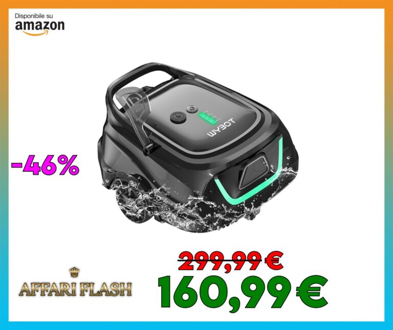 WYBOT A1 Robot Piscina Fuori Terra Intelligente, 120 Minuti Autonomia, Sistema Doppia Turbina, 100㎡ per Famiglie, Esperto Pulizia Fondo Piscina 2025 (Versione Eco)