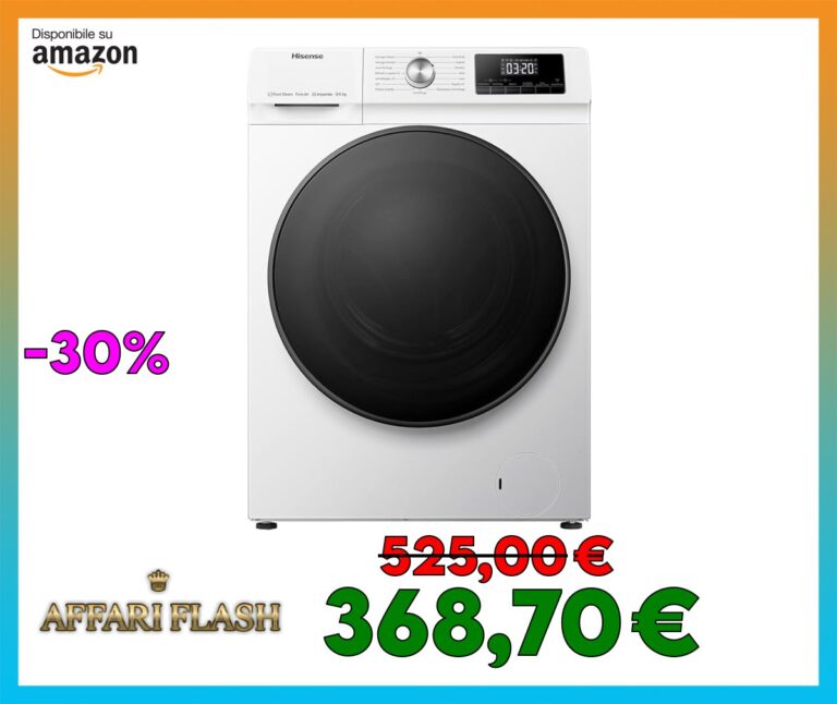 Hisense WDQA9014EVJM Lavasciuga 9+6 Kg, 1400 Rpm, 15 Programmi Automatici, Vapore, Motore Inverter, Classe Efficienza Energetica D, Classe Efficienza Lavaggio A, Display LED, Programma Rapido