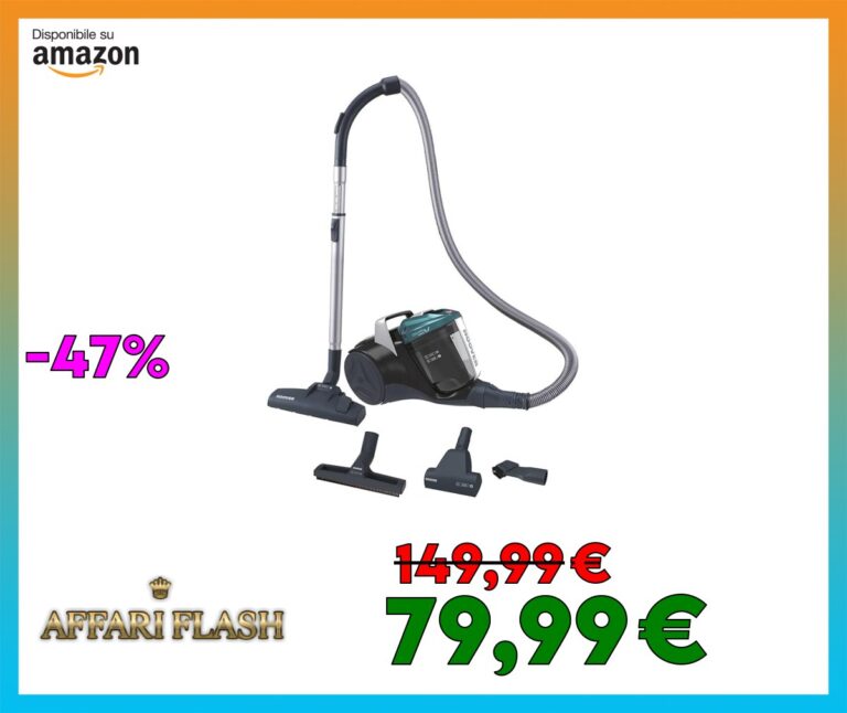 Hoover BR71_B30, Aspirapolvere a traino senza sacco, 700 W, 2 litri capacità bin, 78 Decibel, Mini turbo spazzola, Nero/Verde/Grigio Fumo
