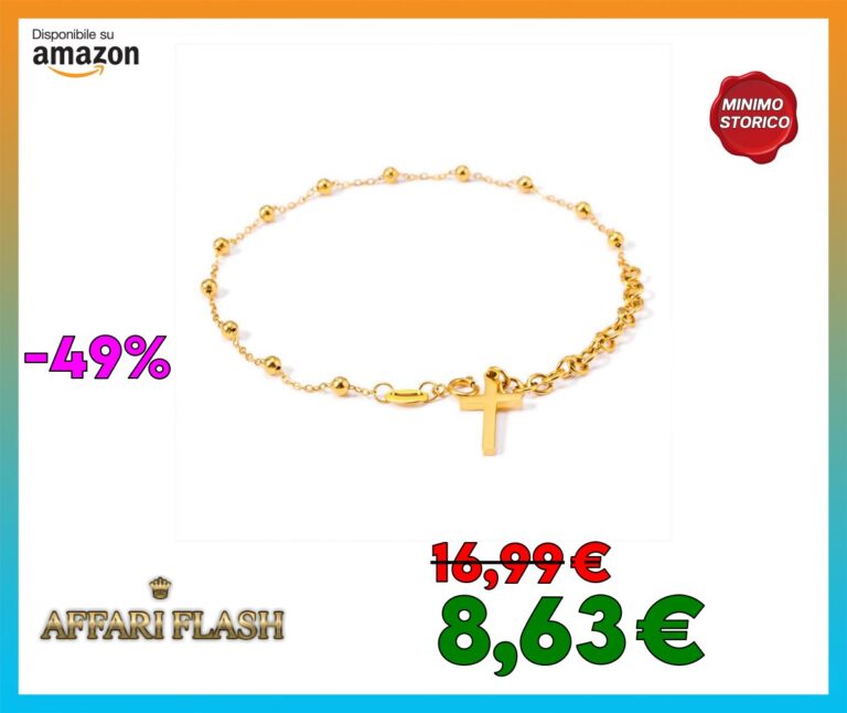 YELUWA Bracciale Croce Acciaio Inossidabile Bracciale in Buona Fede con 12 Perline per Donne Ragazza Gioielli Regalo Giorno del Ringraziamento Anniversario Compleanno Natale (Oro/Argento)