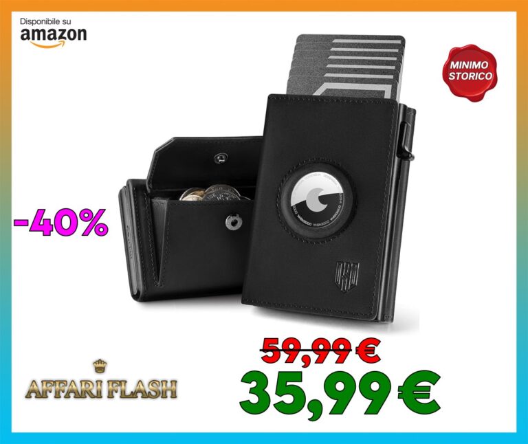 DODENSHA Airtag Wallet Portafoglio da uomo Smart Airtag con scomparto per monete, protezione RFID e capacità per oltre 10 carte di credito, design MagSnap (Nero)