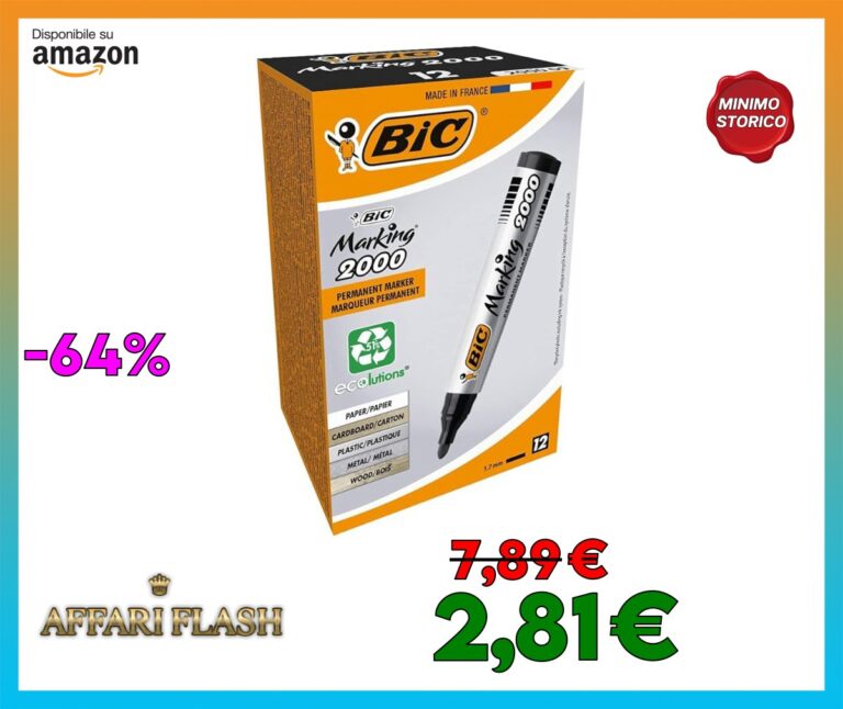 BIC Intensity, Marking 2000, Pennarelli Indelebil Neri ECOlutions, con il 51% di Materiali Riciclati, Punta Tonda Resistente, Cancelleria Casa e Ufficio, 12 Unità