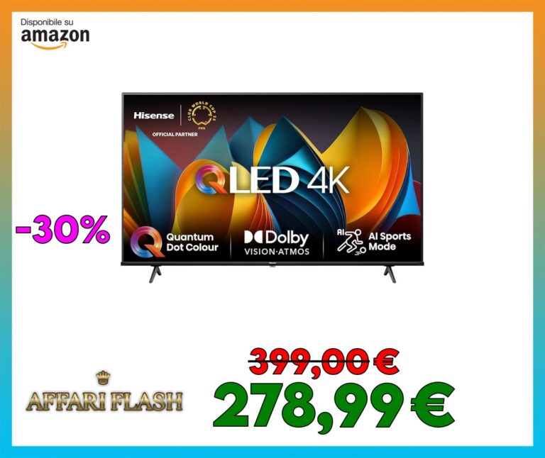 Hisense TV 43″ QLED 4K 43E77NQ, Smart TV VIDAA U7, Dolby Vision, HDR 10+, Game Mode Plus, Dolby Atmos, Alexa Built