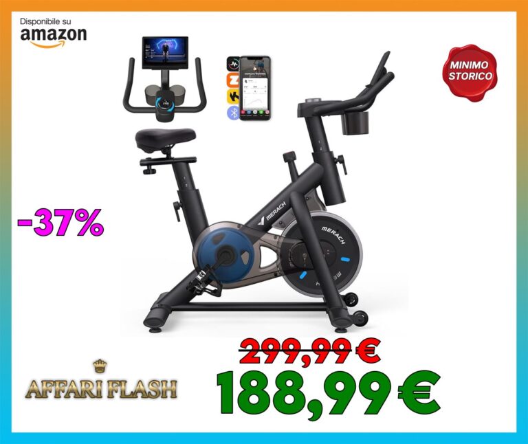 ️ MERACH Cyclette da Casa con Resistenza Regolabile, Bicicletta da Appartamento Silenziosa con Schermo LCD Migliorata, Sedile Comodo e Grande, App Esclusiva, Aerobica Domestica, Capacità Massima 136KG