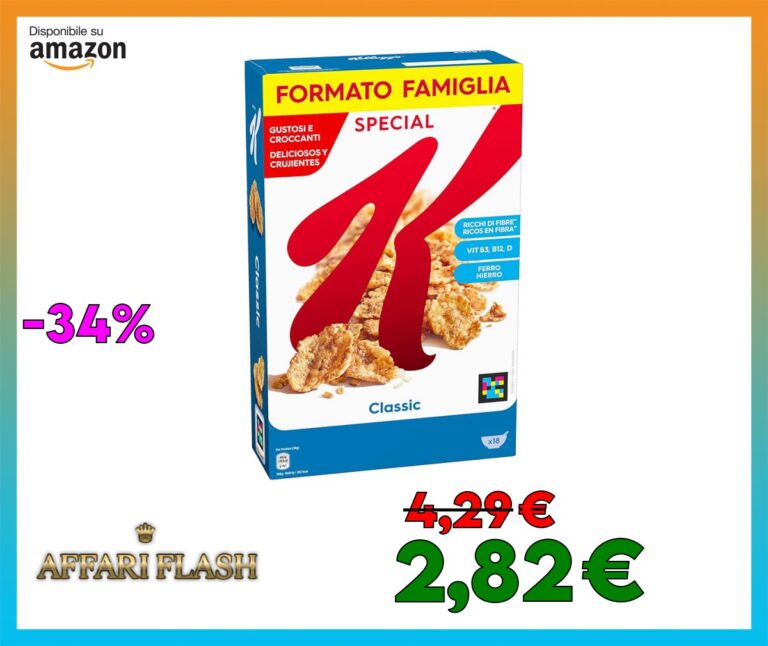 Kellogg’s Special K | Gusto Classico | Croccanti Fiocchi Multicereali | con Riso, Frumento Integrale e Orzo | Formato Famiglia | Confezione Singola da 550g (1 x 550g)
