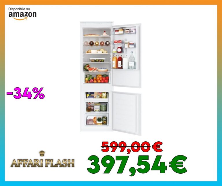 Candy Fresco CBT3518EW Frigorifero Combinato, Installazione incasso, 248 Litri, 2 Porte, Total No Frost, Connesso WiFi, Luce SKY LED, Classe E, 54,5x54x177,2 cm[Classe di efficienza energetica E]