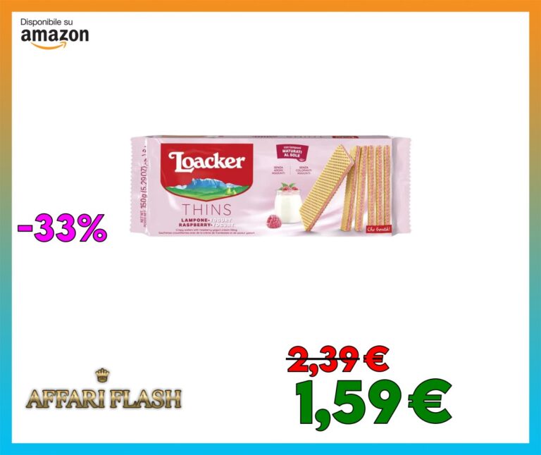Loacker, Thins, Wafer Finissimi e Croccanti Farciti con una Deliziosa Crema al Lampone e Yogurt, Senza Aromi e Coloranti Aggiunti, Ideali a Colazione, Merenda e Snack, 1 Confezione da 150g