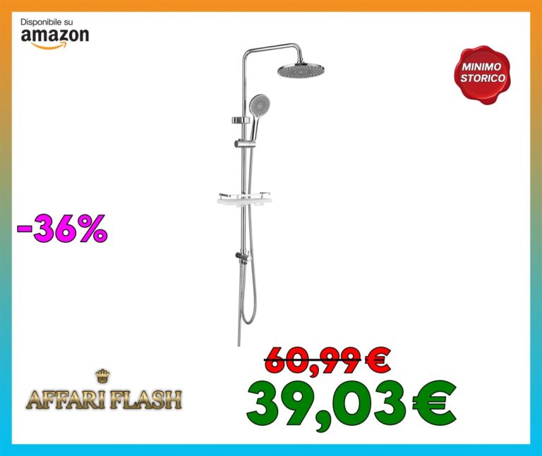 sunrik Column Doccia Cromo, sistema doccia regolabile in altezza, colonna doccia con doccia manualeo